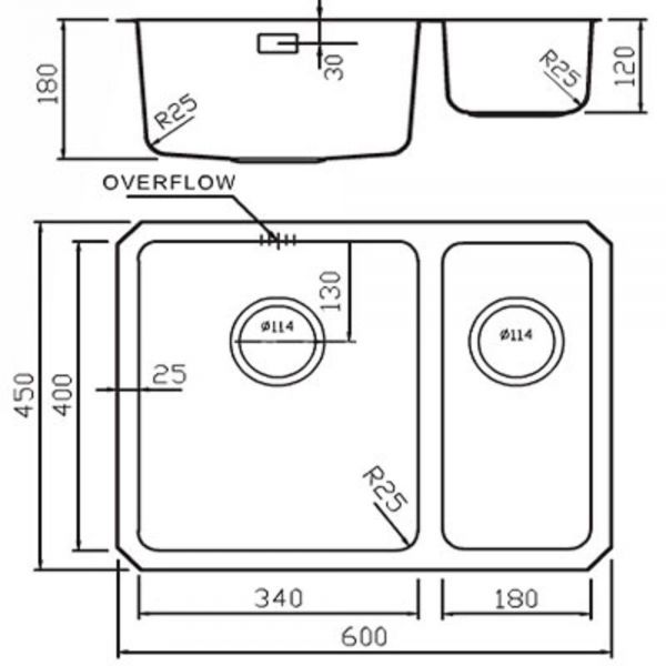 Clearwater Salsa 1.5 Bowl Undermount Stainless Steel Kitchen Sink with Left Hand Main Bowl 600 x 450 #2