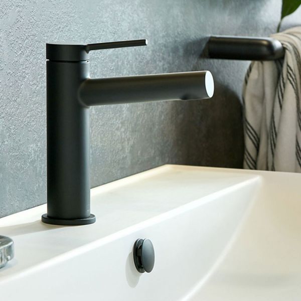 Vado Safari Levered Matt Black Low Pressure Mono Basin Mixer Tap with Universal Waste #3