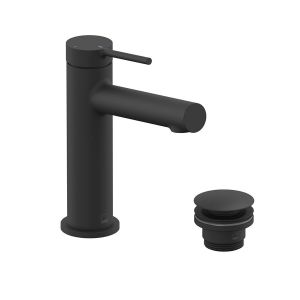 Vado Safari Levered Matt Black Low Pressure Mono Basin Mixer Tap with Universal Waste