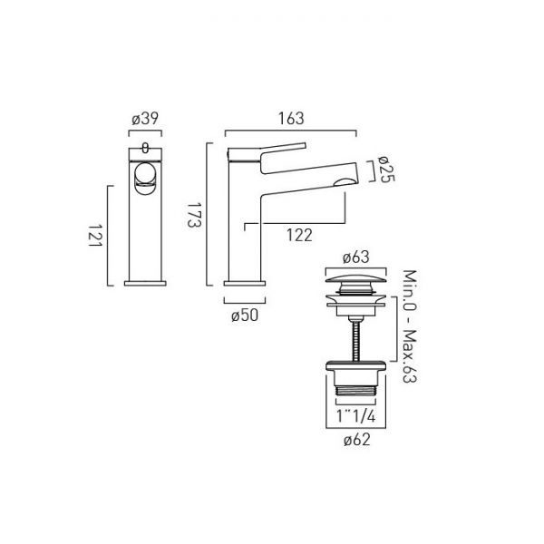 Vado Safari Levered Satin Brass Mono Basin Mixer Tap with Universal Waste #3