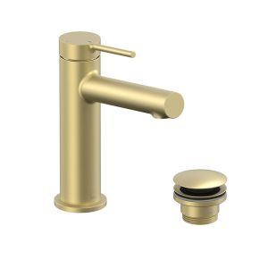 Vado Safari Levered Satin Brass Mono Basin Mixer Tap with Universal Waste