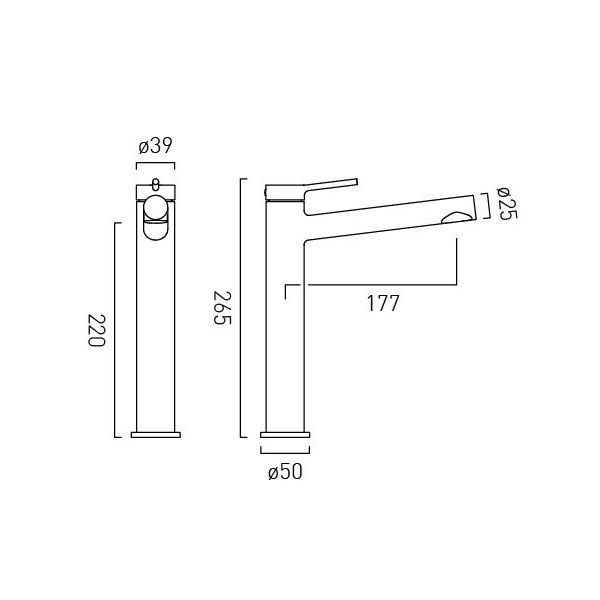 Vado Safari Levered Matt Black Tall Basin Mixer Tap #2