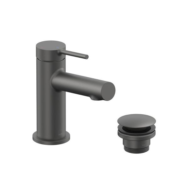 Vado Safari Levered Pewter Low Pressure Mini Basin Mixer Tap with Universal Waste