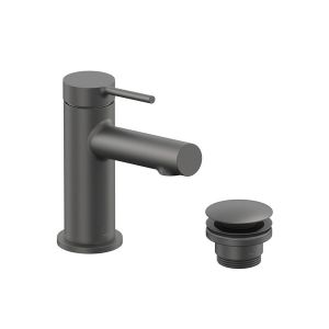 Vado Safari Levered Pewter Mini Basin Mixer Tap with Universal Waste