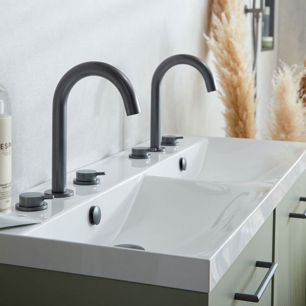 Vado Safari Pewter Deck Mounted 3 Hole Basin Mixer Tap for Low Pressure Systems #2