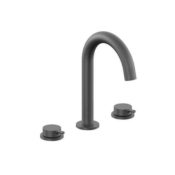 Vado Safari Pewter Deck Mounted 3 Hole Basin Mixer Tap for Low Pressure Systems