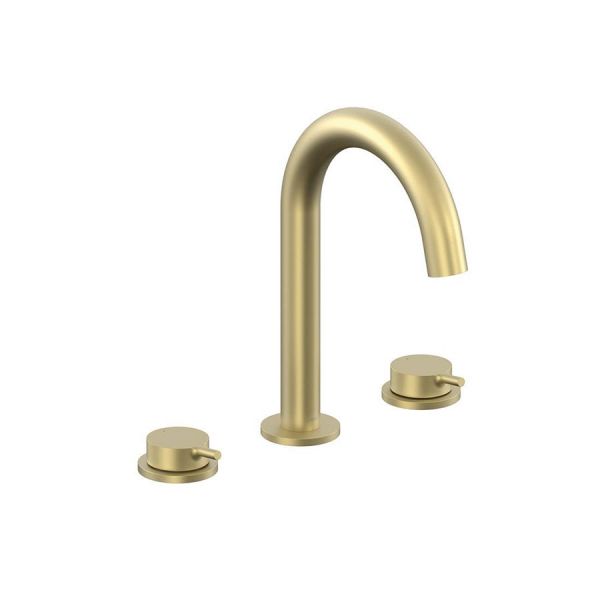 Vado Safari Satin Brass Deck Mounted 3 Hole Basin Mixer Tap