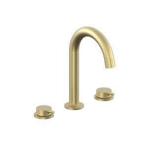 Vado Safari Satin Brass Deck Mounted 3 Hole Basin Mixer Tap