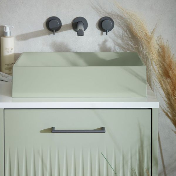 Vado Safari Pewter 3 Hole Wall Mounted Low Pressure Basin Mixer Tap #4