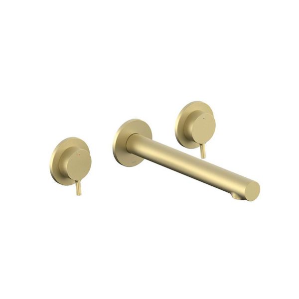Vado Safari Satin Brass 3 Hole Wall Mounted Low Pressure Basin Mixer Tap