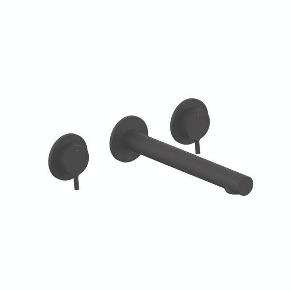 Vado Safari Matt Black 3 Hole Wall Mounted Basin Mixer Tap