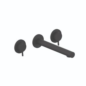 Vado Safari Matt Black 3 Hole Wall Mounted Basin Mixer Tap