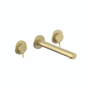 Vado Safari Satin Brass 3 Hole Wall Mounted Basin Mixer Tap