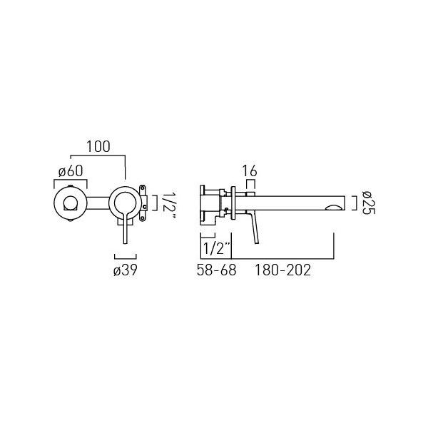 Vado Safari Matt Black Two Hole Wall Mounted Low Pressure Basin Mixer Tap #5