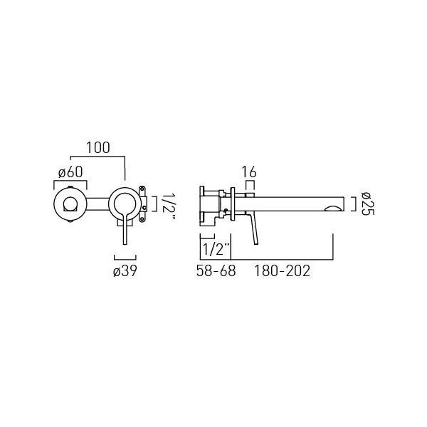 Vado Safari Satin Brass Two Hole Wall Mounted Low Pressure Basin Mixer Tap #2