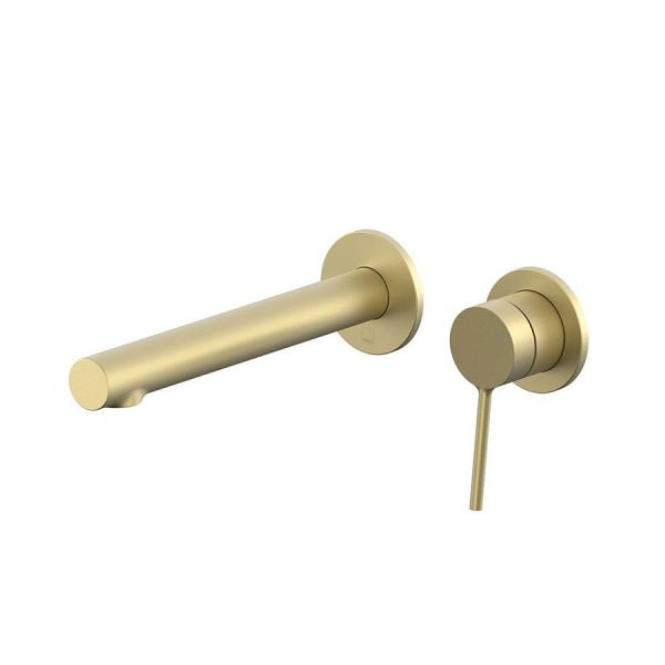 Vado Safari Satin Brass Two Hole Wall Mounted Low Pressure Basin Mixer Tap