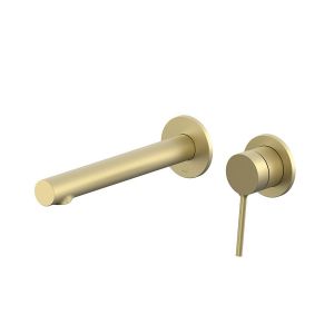 Vado Safari Satin Brass Two Hole Wall Mounted Low Pressure Basin Mixer Tap