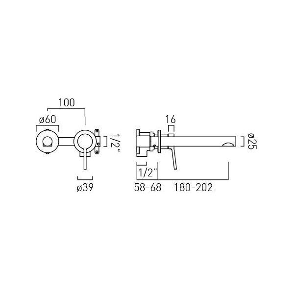 Vado Safari Satin Brass Two Hole Wall Mounted Basin Mixer Tap #2