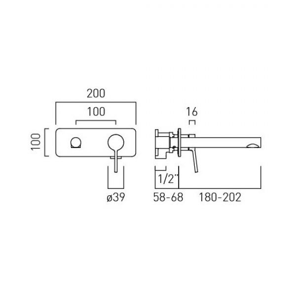 Vado Safari Chrome Two Hole Wall Mounted Low Pressure Basin Mixer Tap with Square Backplate #2