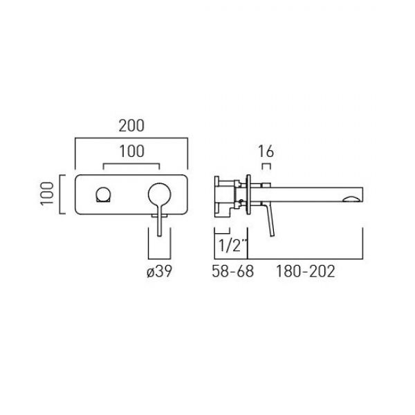 Vado Safari Pewter Two Hole Wall Mounted Low Pressure Basin Mixer Tap with Square Backplate #2