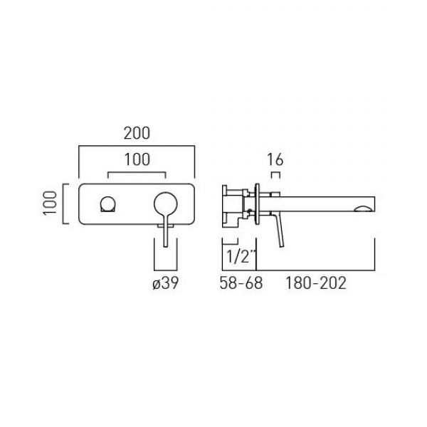 Vado Safari Satin Brass Two Hole Wall Mounted Low Pressure Basin Mixer Tap with Square Backplate #5
