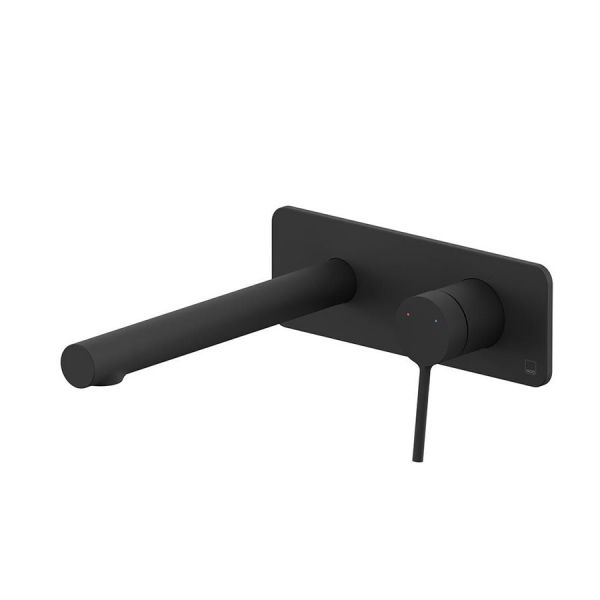 Vado Safari Matt Black Two Hole Wall Mounted Basin Mixer Tap with Square Backplate