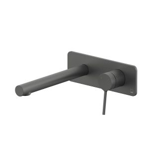 Vado Safari Pewter Two Hole Wall Mounted Basin Mixer Tap with Square Backplate