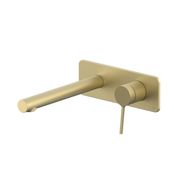 Vado Safari Satin Brass Two Hole Wall Mounted Basin Mixer Tap with Square Backplate
