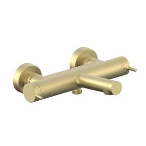 Vado Safari Satin Brass Wall Mounted Thermostatic Bath Shower Mixer Tap