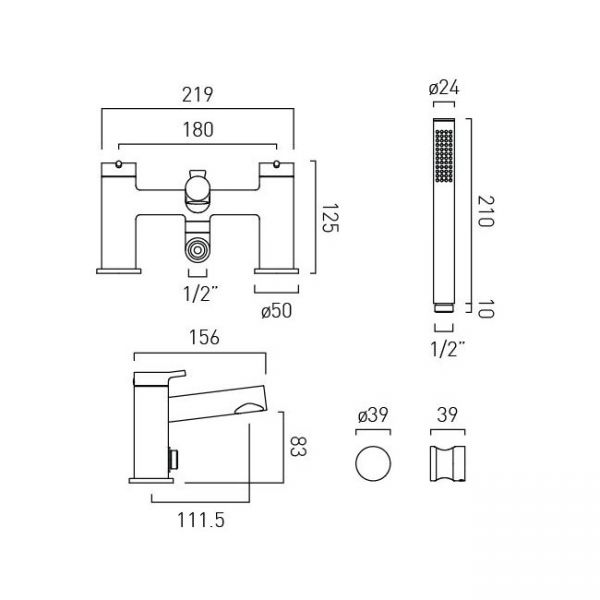 Vado Safari Chrome Bath Shower Mixer Tap #2