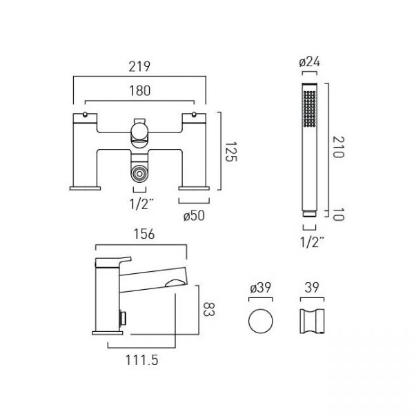 Vado Safari Matt Black Bath Shower Mixer Tap #2