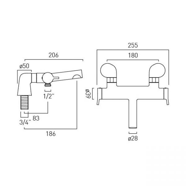 Vado Safari Chrome Deck Mounted Thermostatic Bath Shower Mixer Tap #2