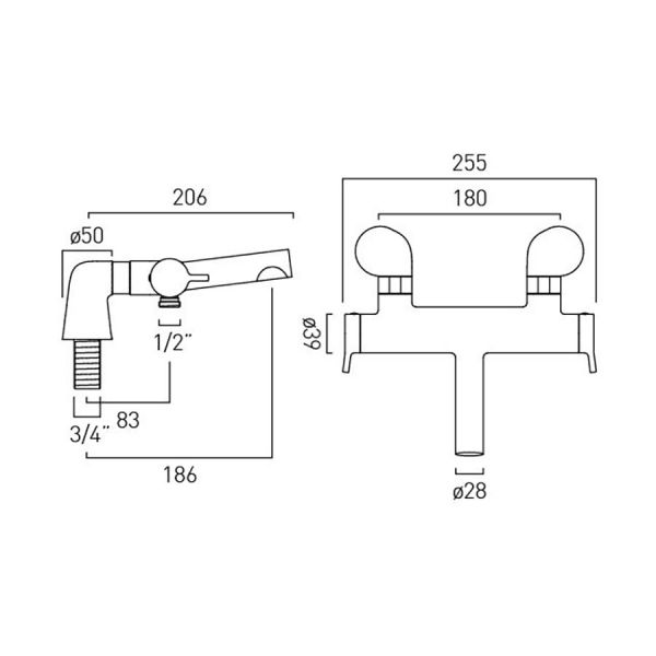 Vado Safari Matt Black Deck Mounted Thermostatic Bath Shower Mixer Tap #2