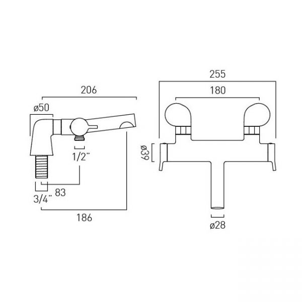 Vado Safari Satin Brass Deck Mounted Thermostatic Bath Shower Mixer Tap #2