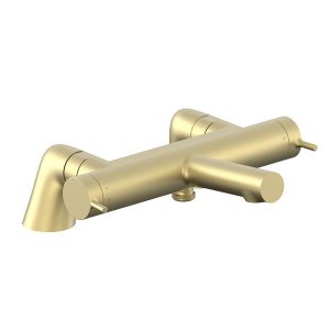 Vado Safari Satin Brass Deck Mounted Thermostatic Bath Shower Mixer Tap