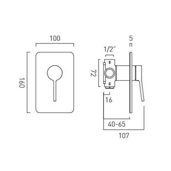 Vado Safari Chrome Single Outlet Concealed Manual Shower Valve #2