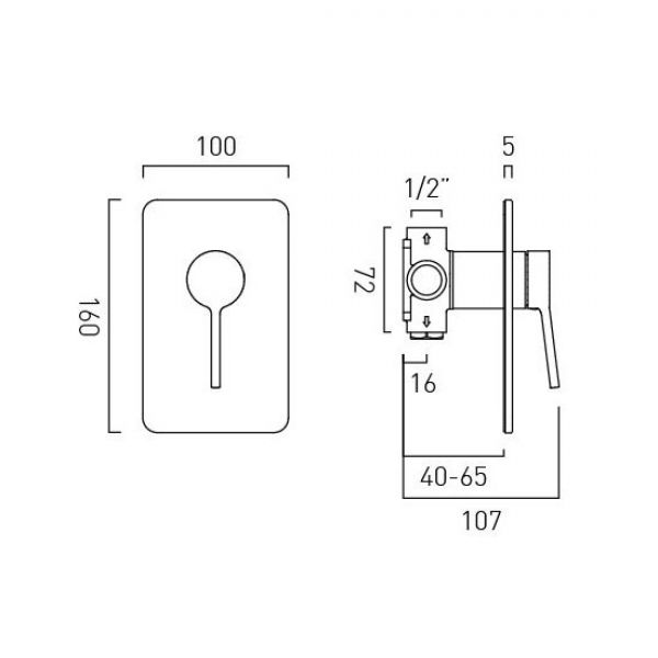 Vado Safari Pewter Single Outlet Concealed Manual Shower Valve #2