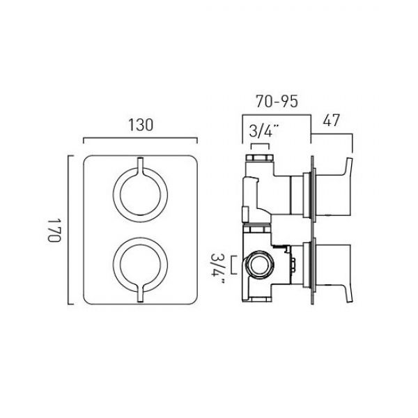 Vado Safari Chrome One Outlet Concealed Thermostatic Shower Valve #2