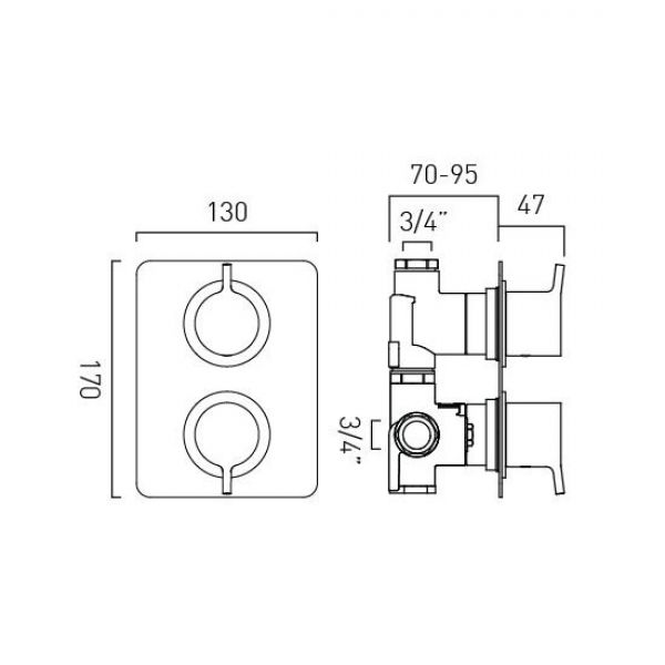 Vado Safari Matt Black Two Outlet Concealed Thermostatic Shower Valve #3