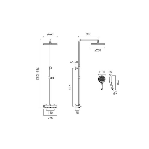 Vado Safari Pewter Thermostatic Shower Column #2