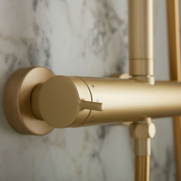 Vado Safari Satin Brass Thermostatic Shower Column #2