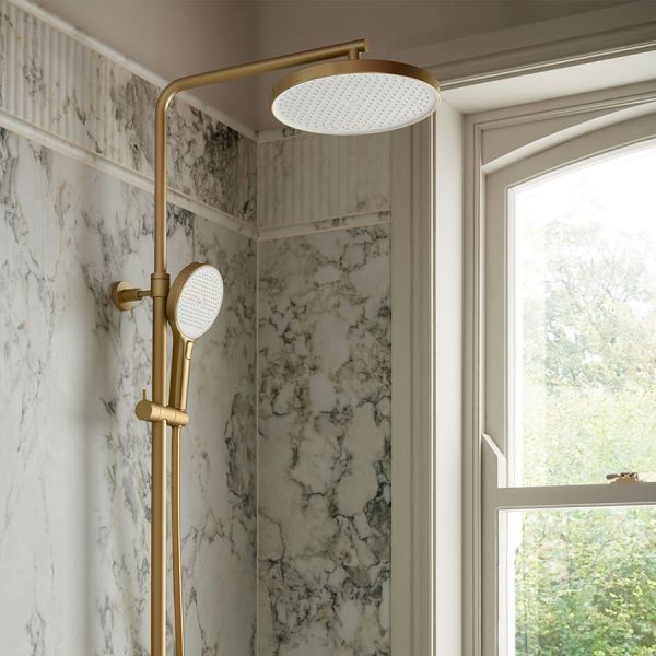 Vado Safari Satin Brass Thermostatic Shower Column #4