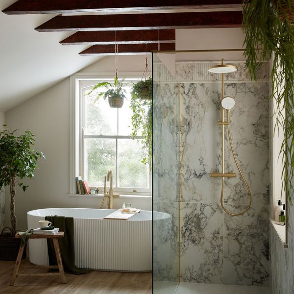 Vado Safari Satin Brass Thermostatic Shower Column #5