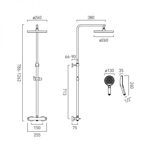 Vado Safari Satin Brass Thermostatic Shower Column #6