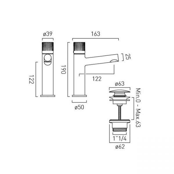 Vado Safari Leverless Chrome Mono Basin Mixer Tap with Universal Waste #2