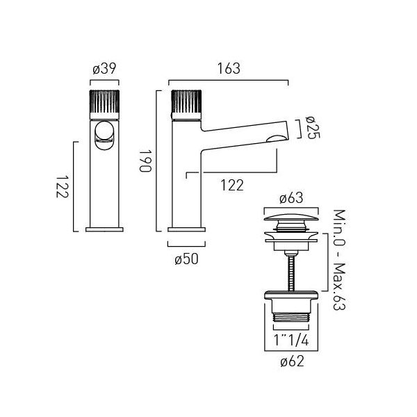 Vado Safari Leverless Satin Brass Low Pressure Mono Basin Mixer Tap with Universal Waste #5