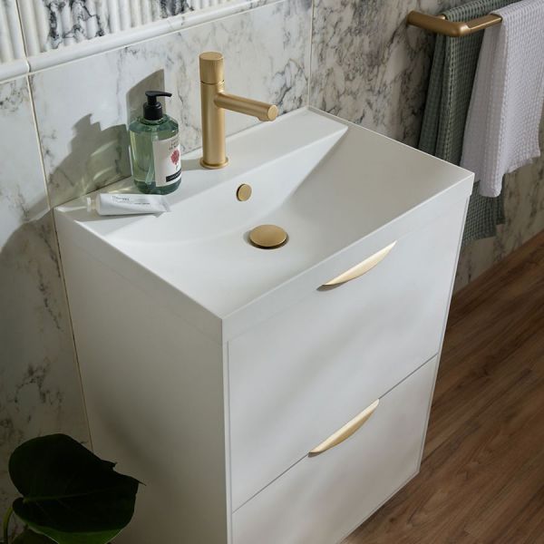 Vado Safari Leverless Satin Brass Mono Basin Mixer Tap with Universal Waste #2