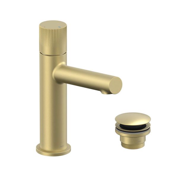 Vado Safari Leverless Satin Brass Mono Basin Mixer Tap with Universal Waste