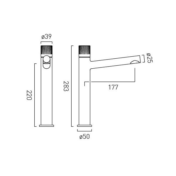 Vado Safari Leverless Satin Brass Tall Basin Mixer Tap for Low Pressure Systems #2