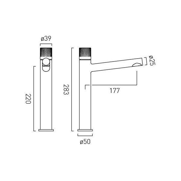 Vado Safari Leverless Satin Brass Tall Basin Mixer Tap #2